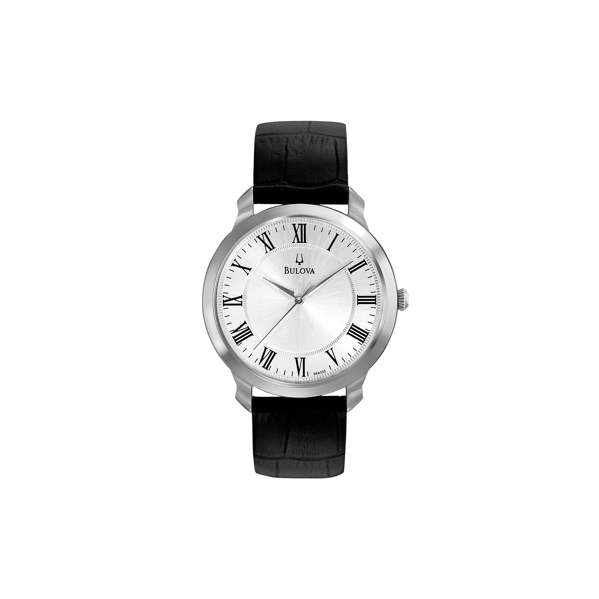 Bulova Stainless Steel Leather Watch - 96A133 - Men, Mens, Black