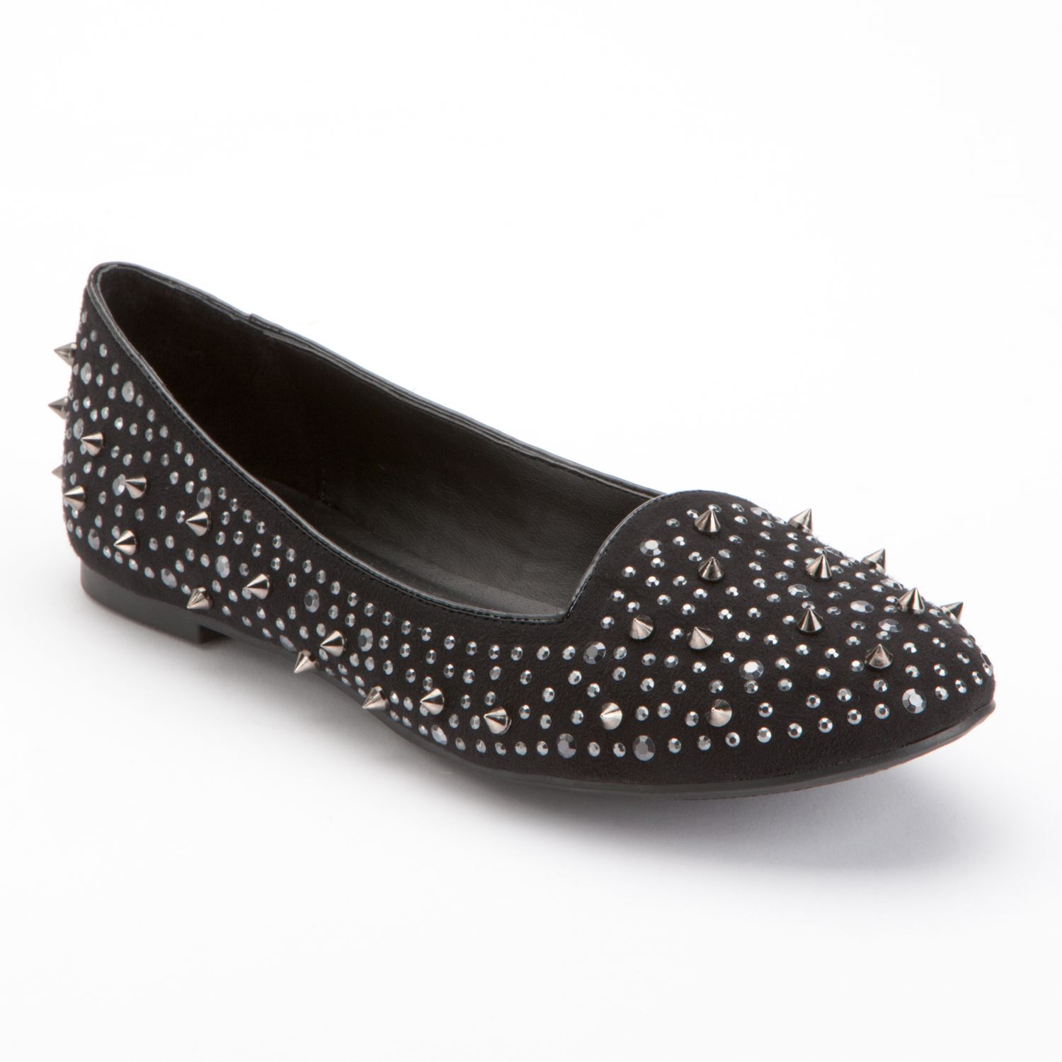 black studded flat shoes