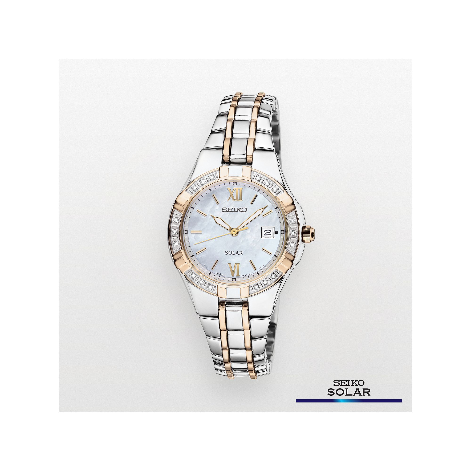 Seiko Womens Two Tone Stainless Steel Solar Watch - SUT068, Size: Small, S
