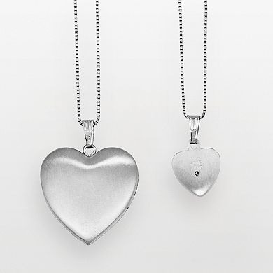 Sterling Silver Diamond Accent Heart Locket & Pendant Set