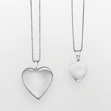 Sterling Silver Cross & Flower Heart Locket & Pendant Set