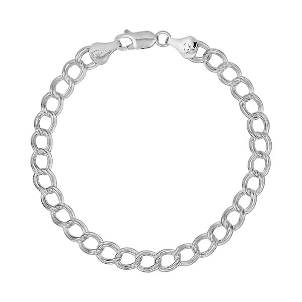 Sterling Silver Double Link Curb Chain Bracelet - 7-in.