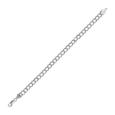 Sterling Silver Double Link Curb Chain Bracelet - 7-in.
