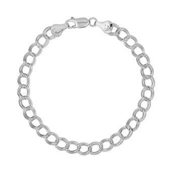 Sterling Silver Double Link Curb Chain Bracelet - 8 in