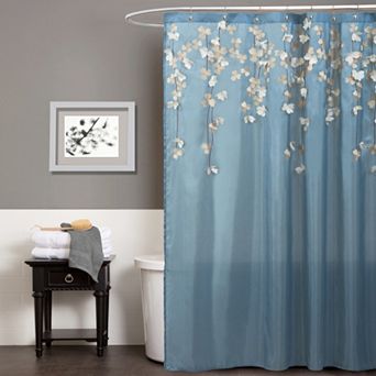 Lush Decor Flower Drop Fabric Shower Curtain