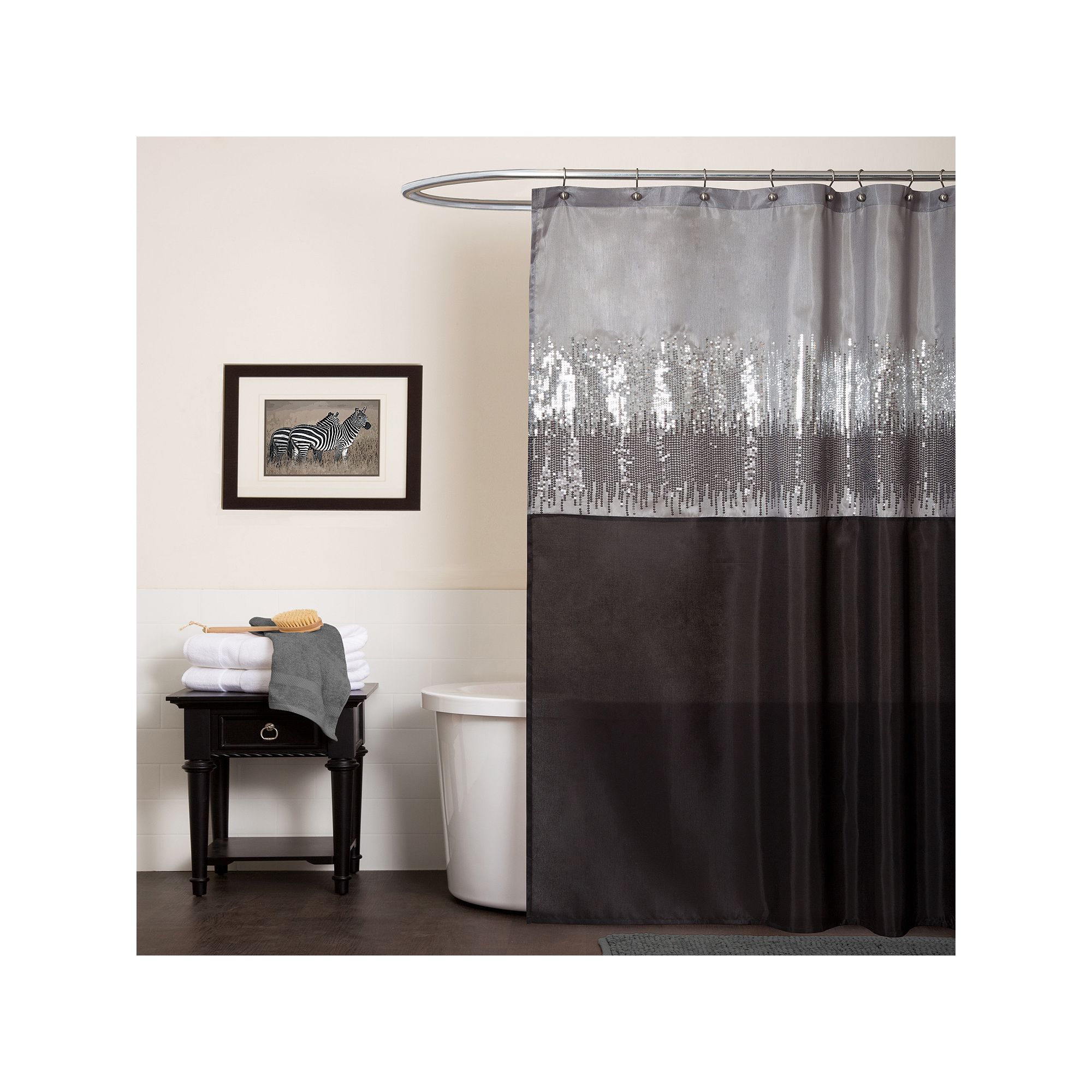 Lush Decor Night Sky Fabric Shower Curtain, Size: 72X72, Black Gray