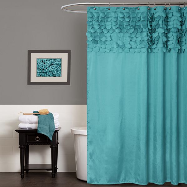 Lush Decor Lillian Fabric Shower Curtain, Teal Fabric Shower Curtain