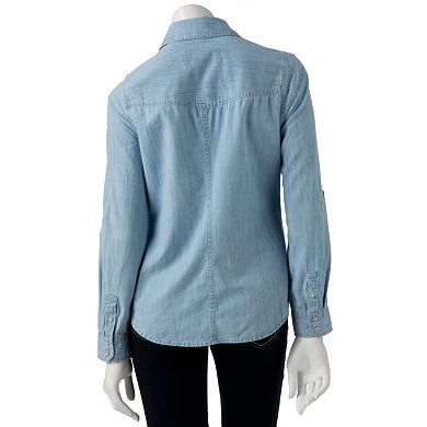 SO® Chambray Button-Front Shirt - Juniors