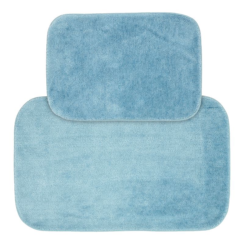 2pc Traditional Washable Nylon Bath Rug Set Basin Blue - Garland: Latex Backed, Tufted, Machine Washable