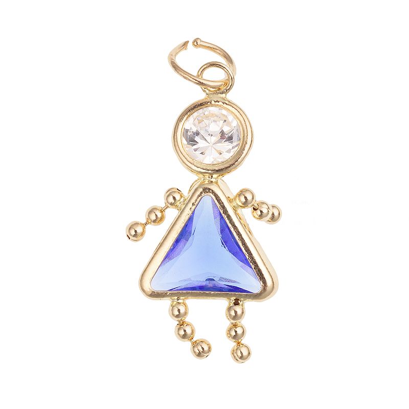 10k Gold Birthstone Babies Girl Charm, Womens, Multicolor