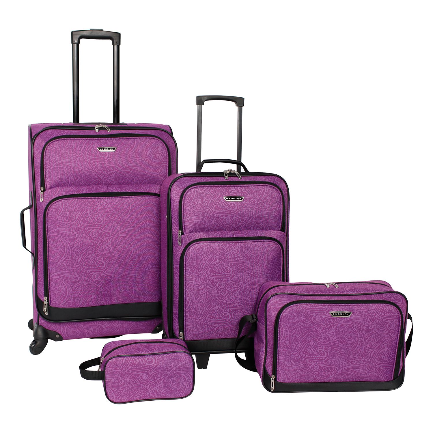 purple paisley luggage set