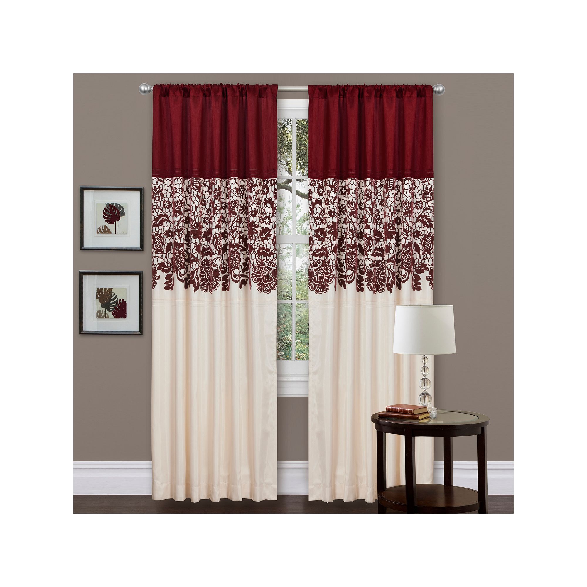 Lush Decor Estate Garden Red Window Curtain Panel