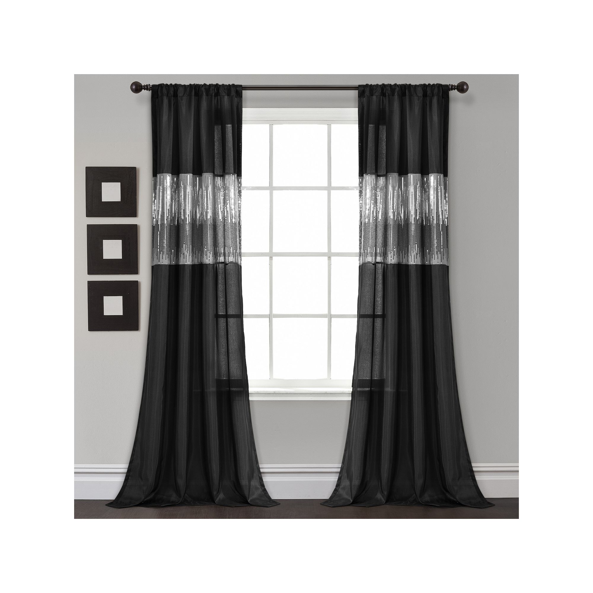 Lush Decor 1-pack Night Sky Window Curtain, Black