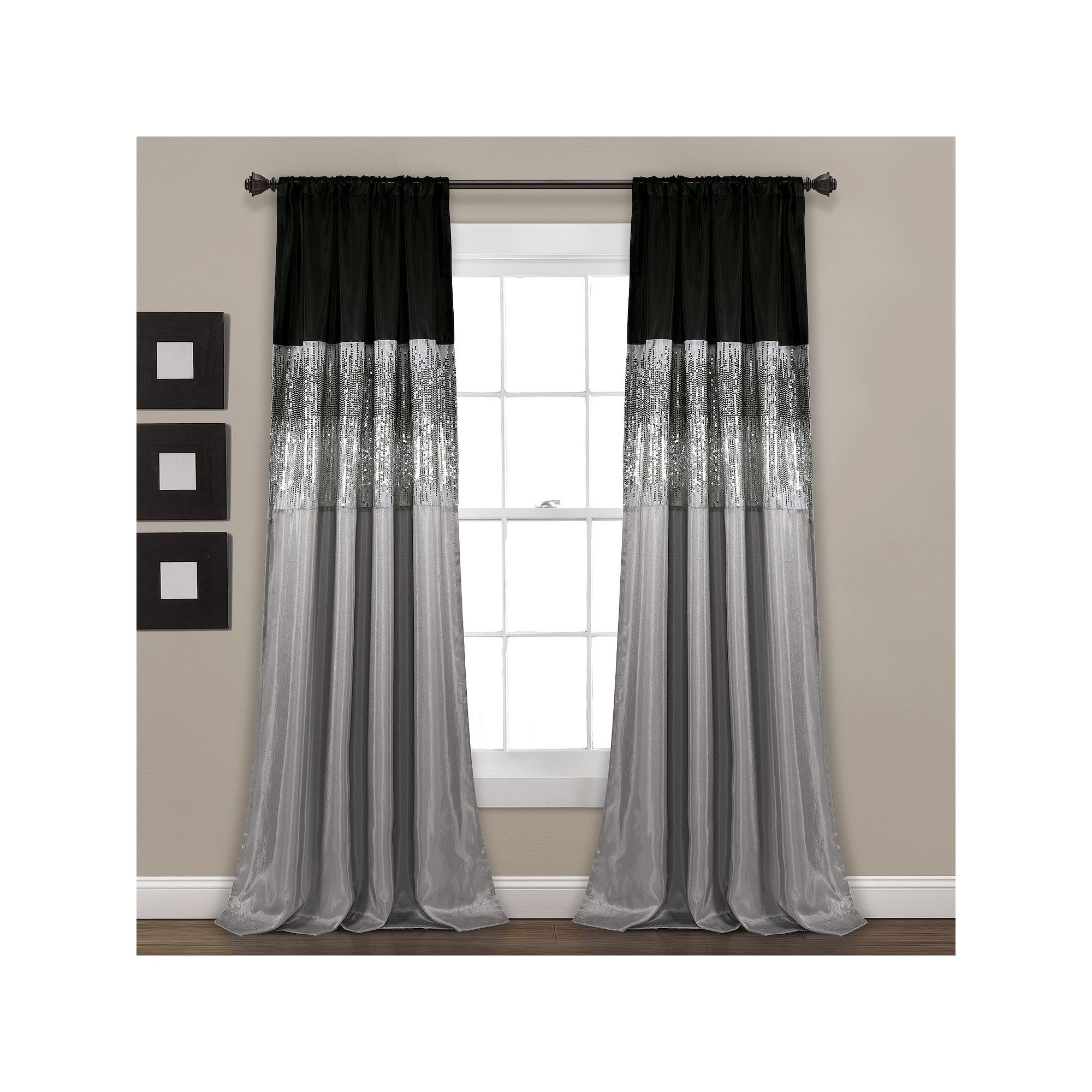 Lush Decor 1-pack Night Sky Window Curtain, Black Gray