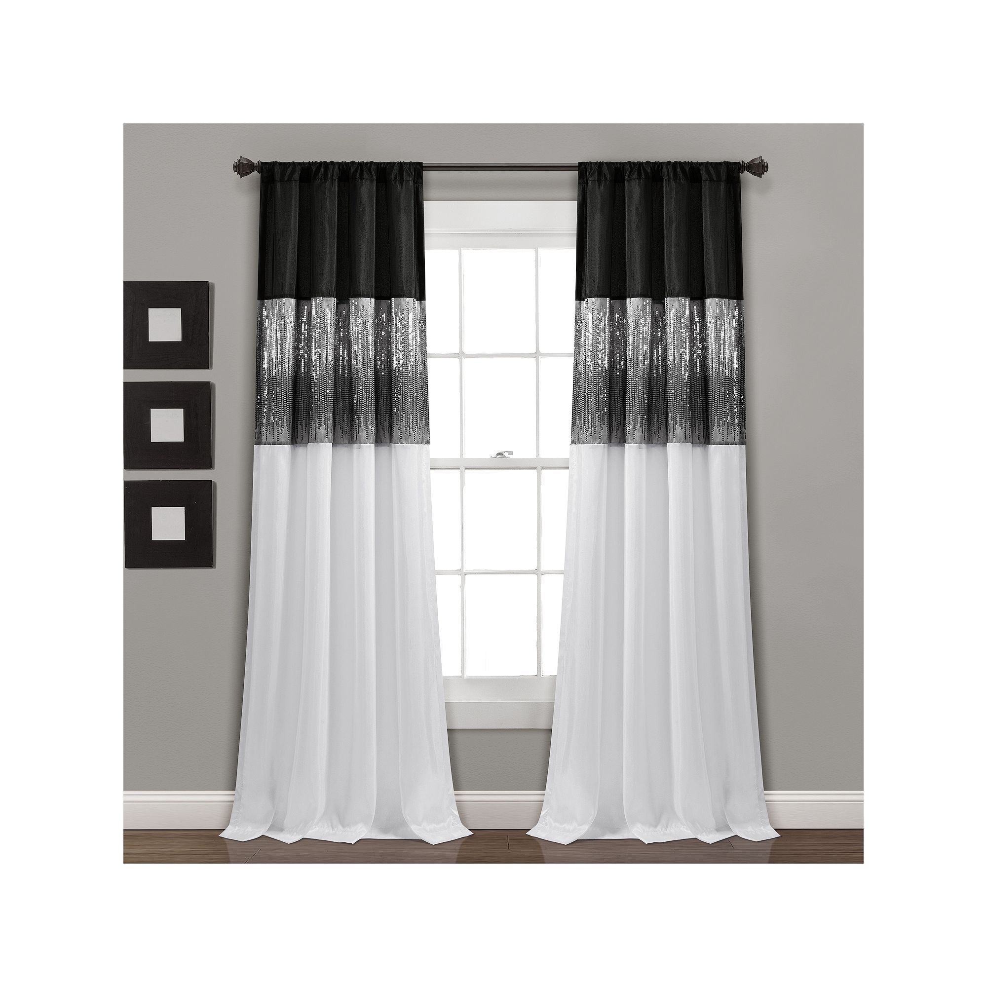 Lush Decor 1-pack Night Sky Window Curtain, Black White