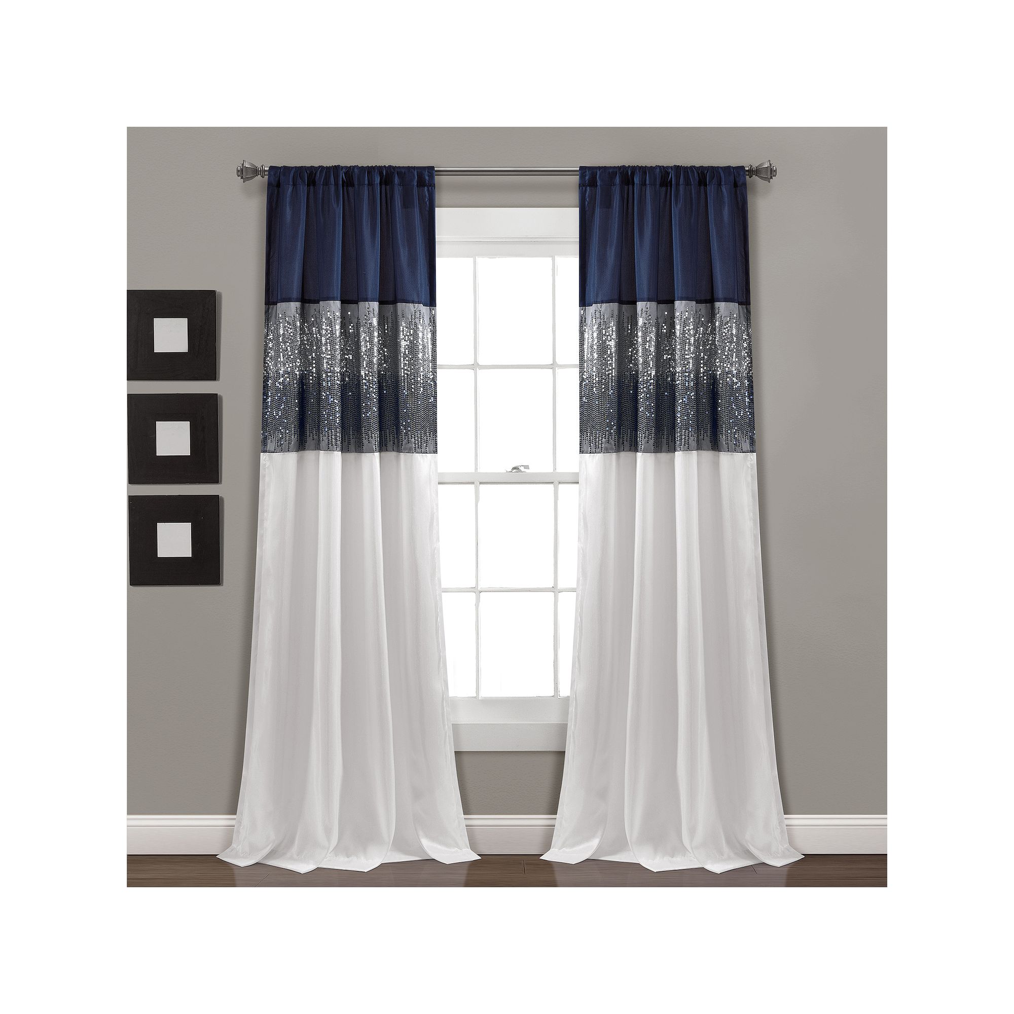 Lush Decor 1-pack Night Sky Window Curtain, Navy White