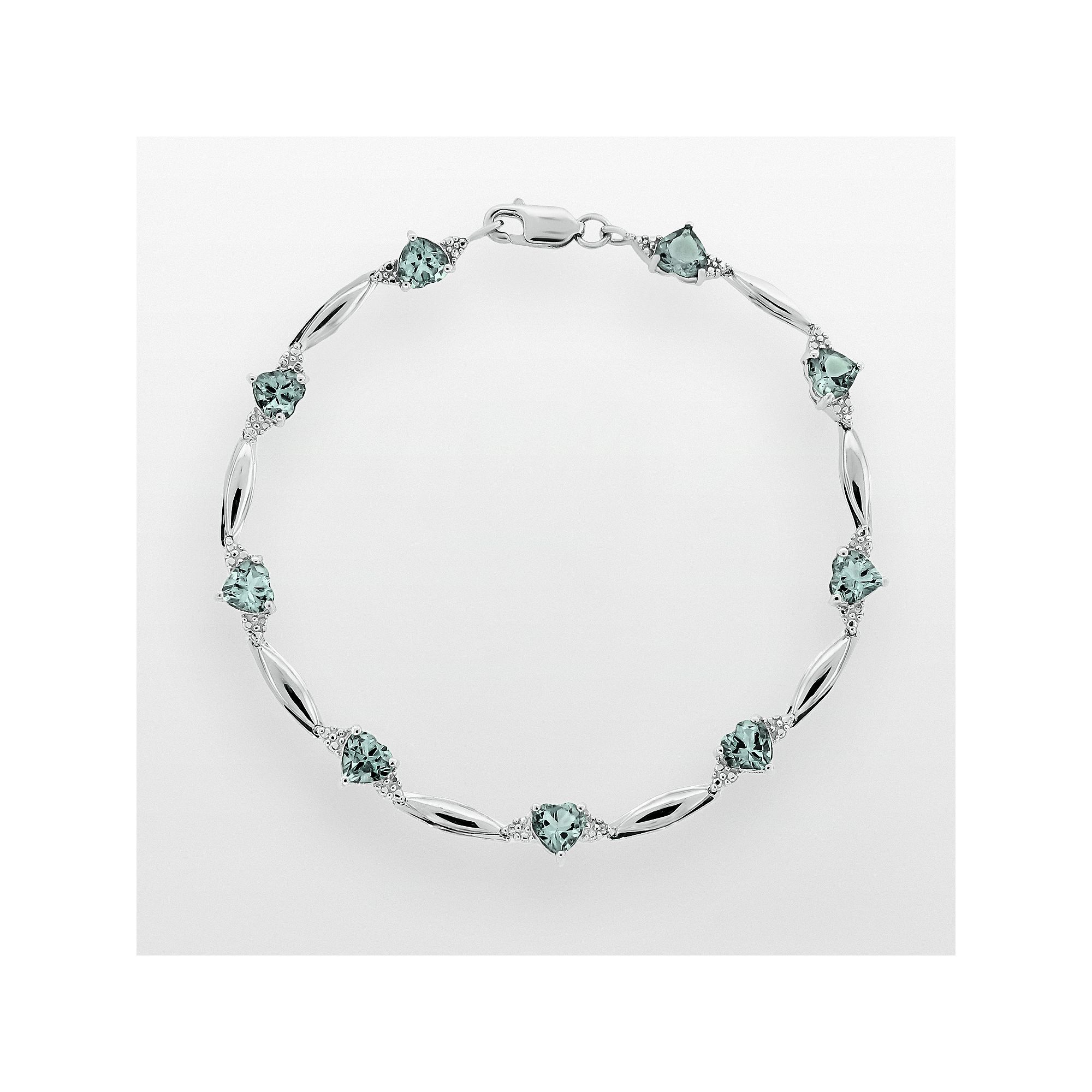 Gemminded Sterling Silver Lab-Created Aquamarine and Diamond Accent Heart 
