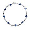Gemminded Sterling Silver Lab-Created Sapphire and Diamond Accent Heart Bracelet