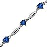 Gemminded Sterling Silver Lab-Created Sapphire and Diamond Accent Heart Bracelet