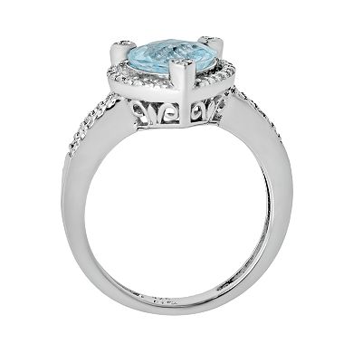 Gemminded Sterling Silver Lab-Created Aquamarine and Diamond Accent ...