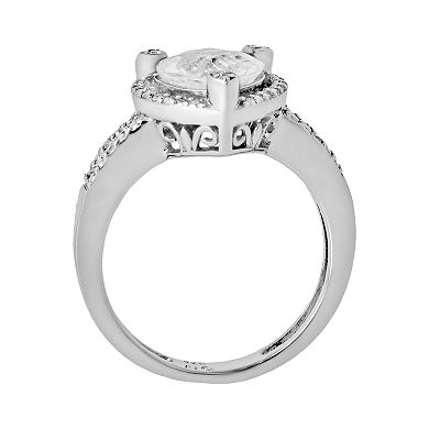 Gemminded Sterling Silver White Topaz and Diamond Accent Heart Frame Ring