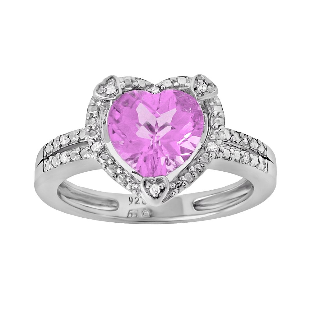 Gemminded Sterling Silver Lab-Created Pink Sapphire and Diamond