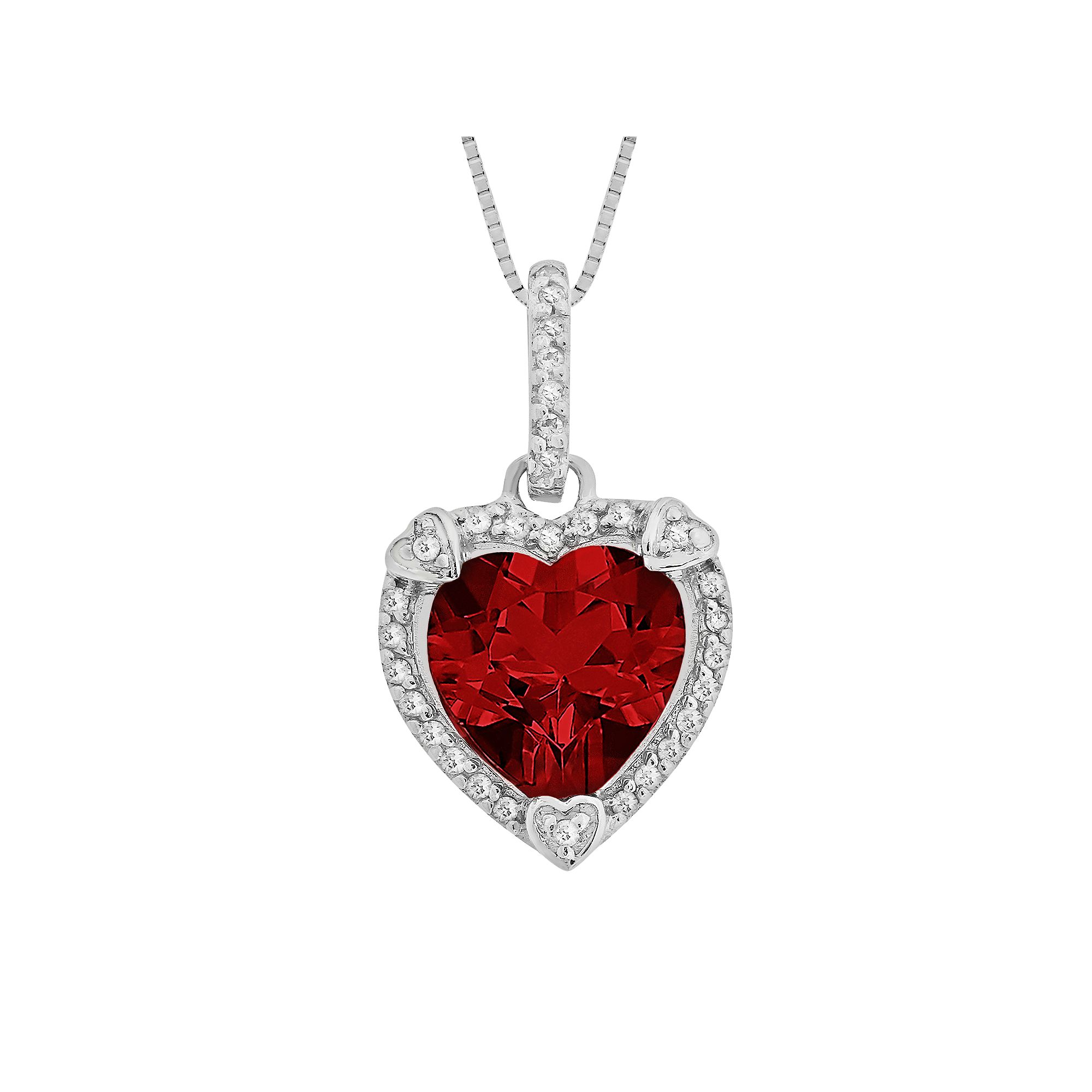Gemminded Sterling Silver Lab-Created Ruby and Diamond Accent Heart Frame 