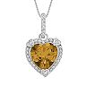 Sterling Silver Citrine and Diamond Accent Heart Frame Pendant