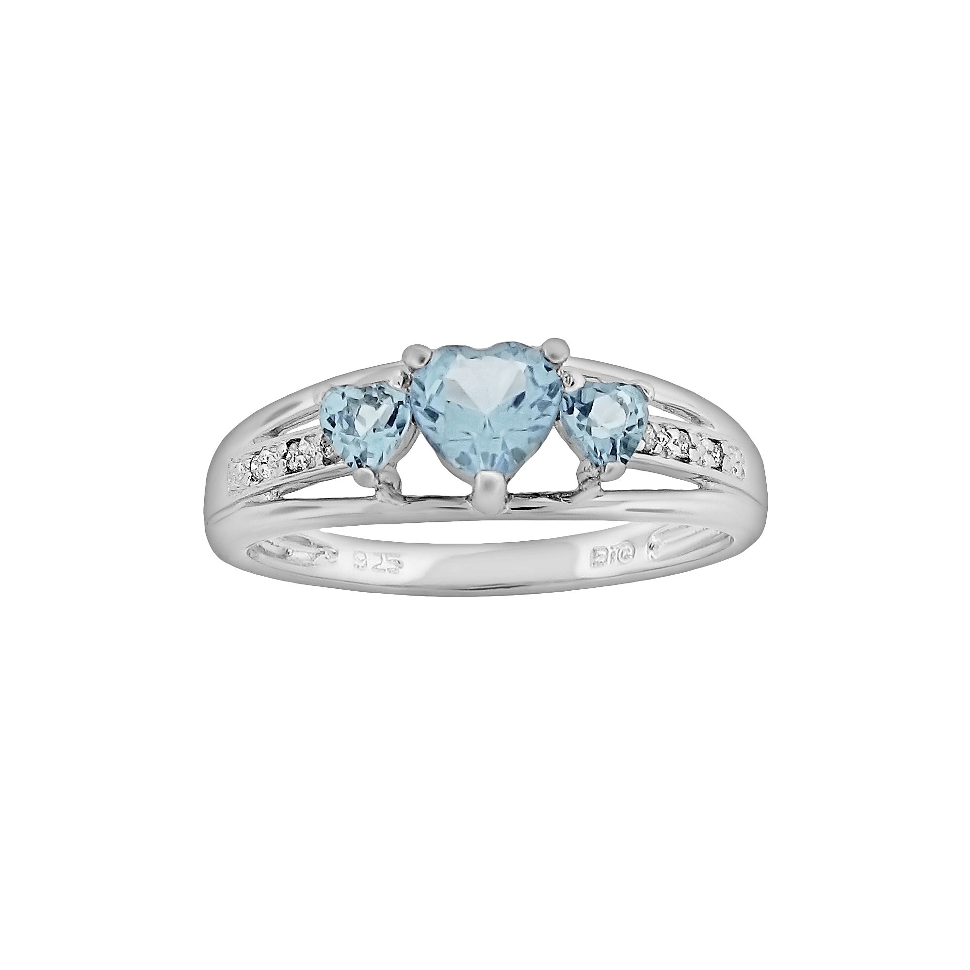 Gemminded Sterling Silver Lab-Created Aquamarine and Diamond Accent Heart 3
