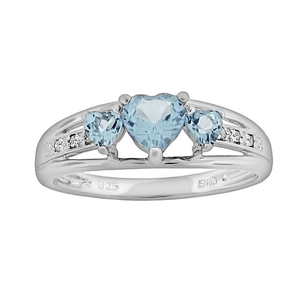 Gemminded Sterling Silver Lab Created Aquamarine and Diamond