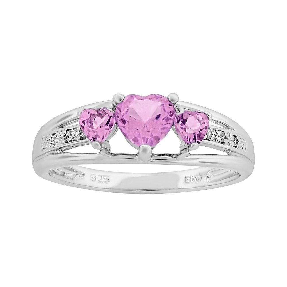 Gemminded Sterling Silver Lab-Created Pink Sapphire and Diamond