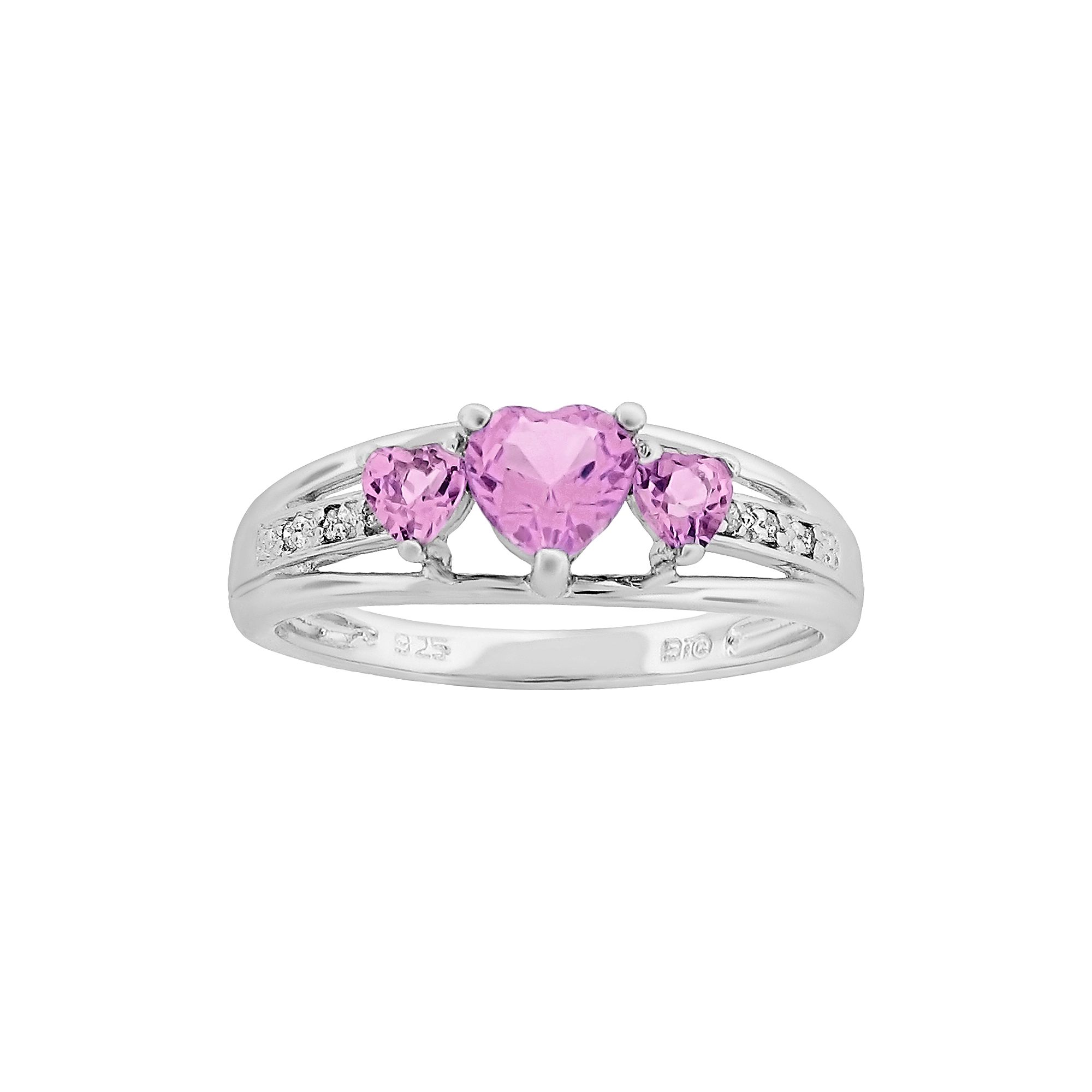 Gemminded Sterling Silver Lab-Created Pink Sapphire and Diamond Accent Hear