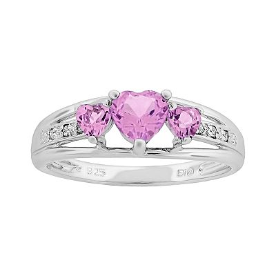 Outlet Pink heart shaped Sapphire silver women's Ring