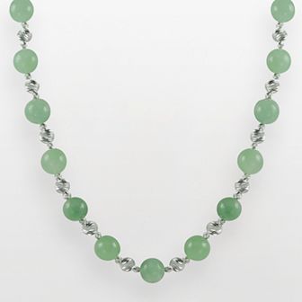 Sterling Silver Jade Bead Necklace