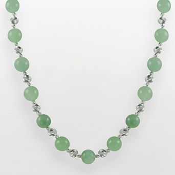 PearLustre by Imperial Sterling Silver Jade Bead Necklace