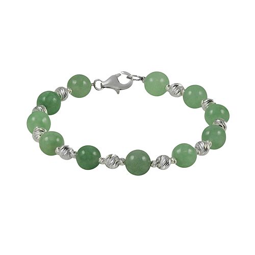 Sterling Silver Jade Bead Bracelet