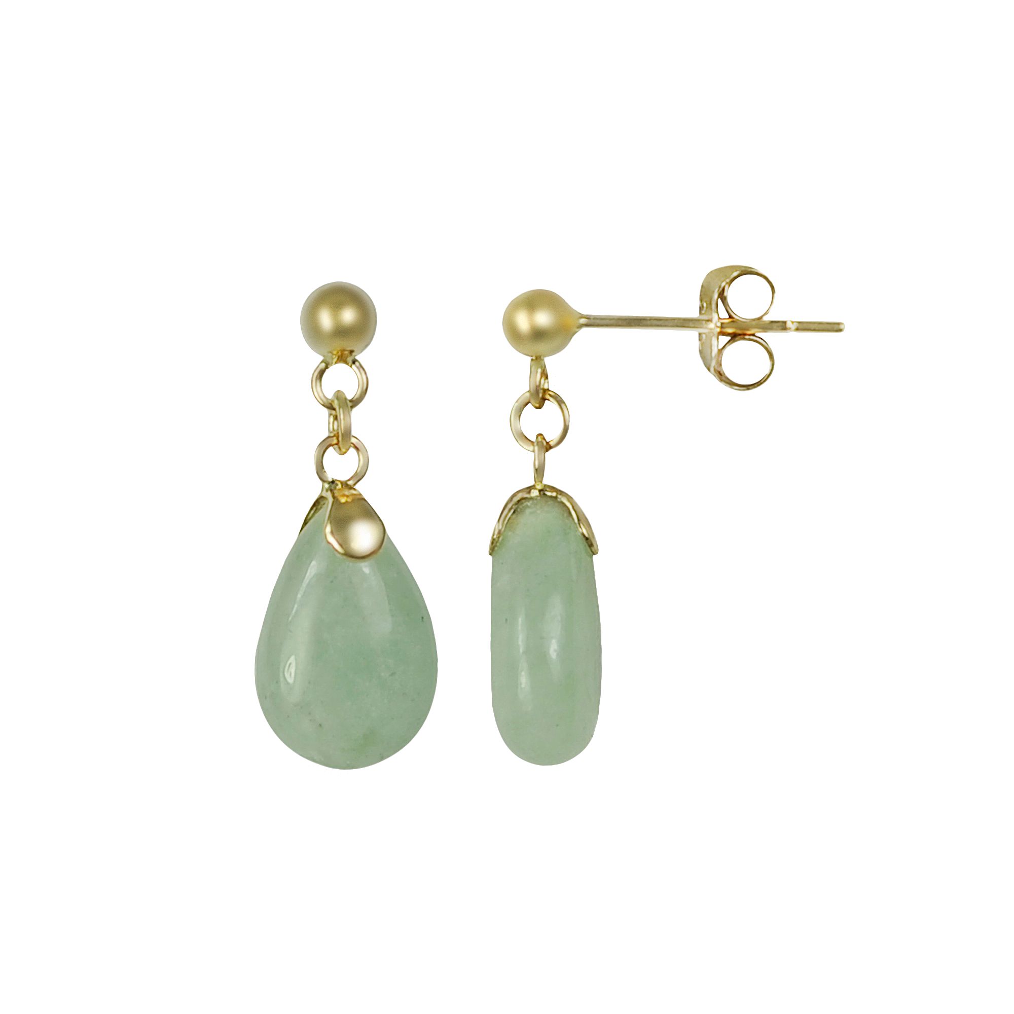 10k Gold Jade Drop Earrings, Womens, Green