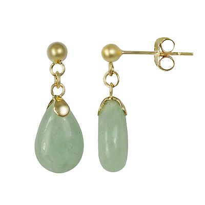 14k yellow gold Black Jade drop buying earrings