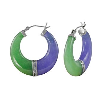 PearLustre by Imperial Sterling Silver Jade Hoop Earrings