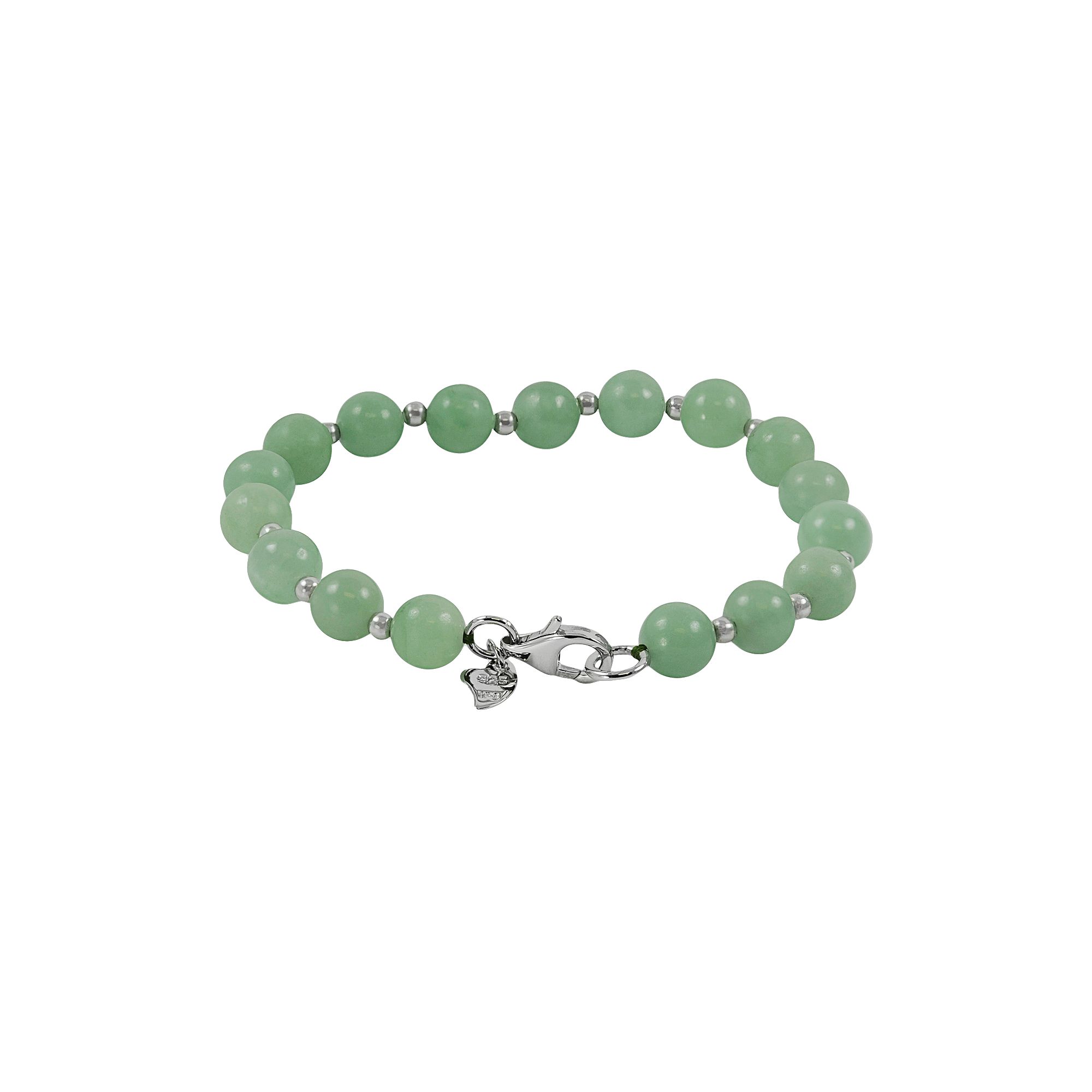Sterling Silver Jade Bead Bracelet, Womens, Size: 7.5, Green
