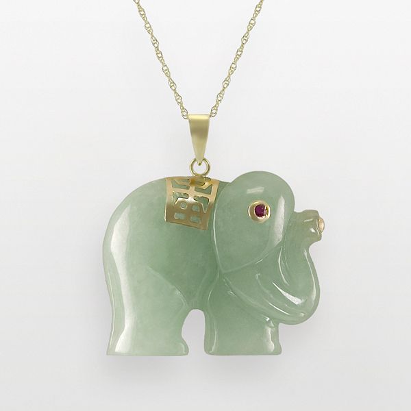 Real jade deals elephant necklace