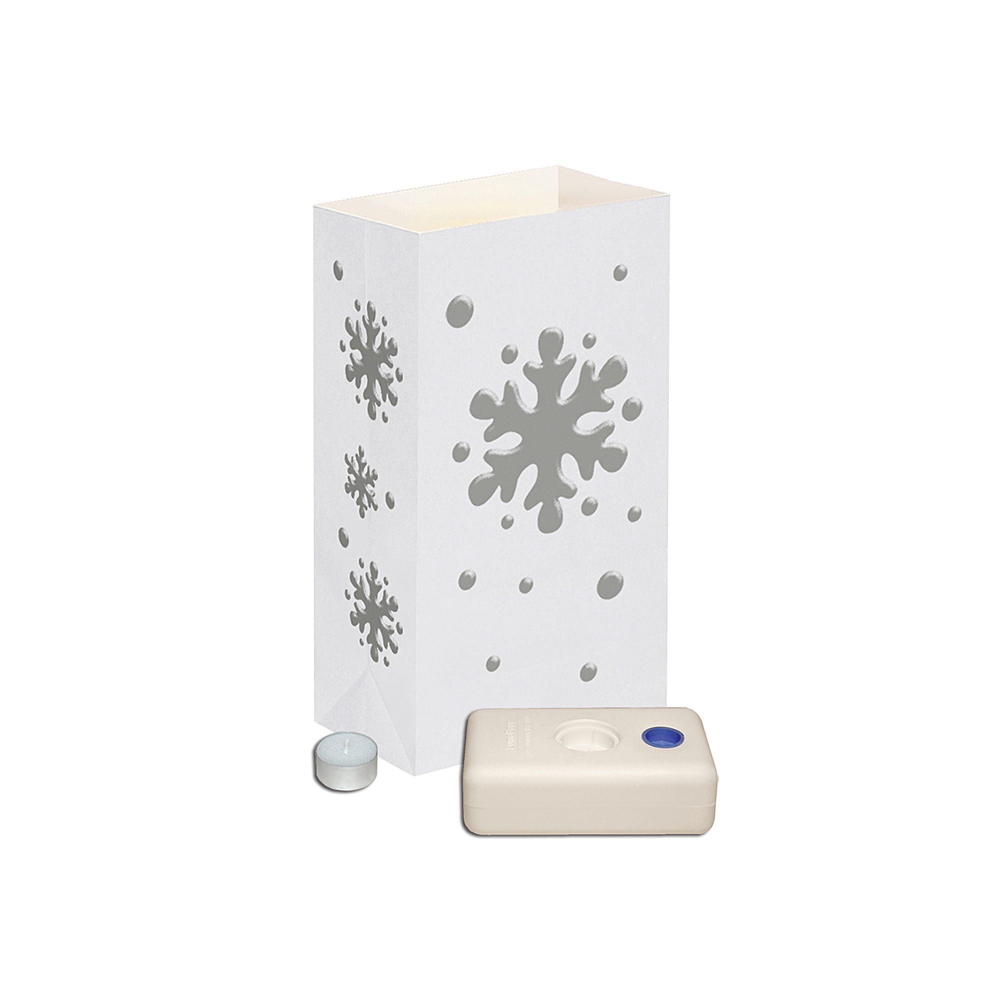 LumaBase 12-pk. Snowflake Tealight Candle Luminarias