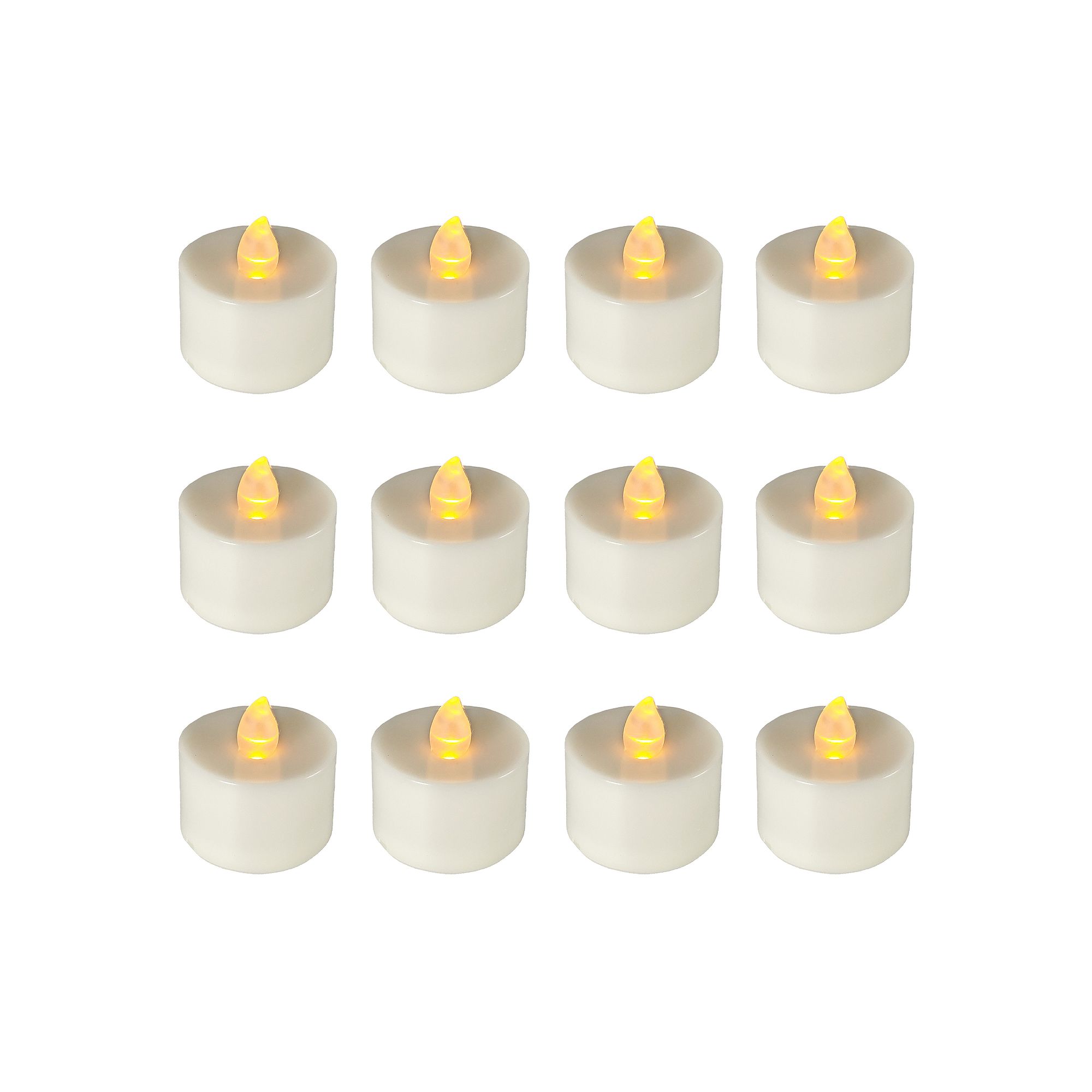 LumaBase Battery Operated Tea Light Candles - Set of 12, Amber
