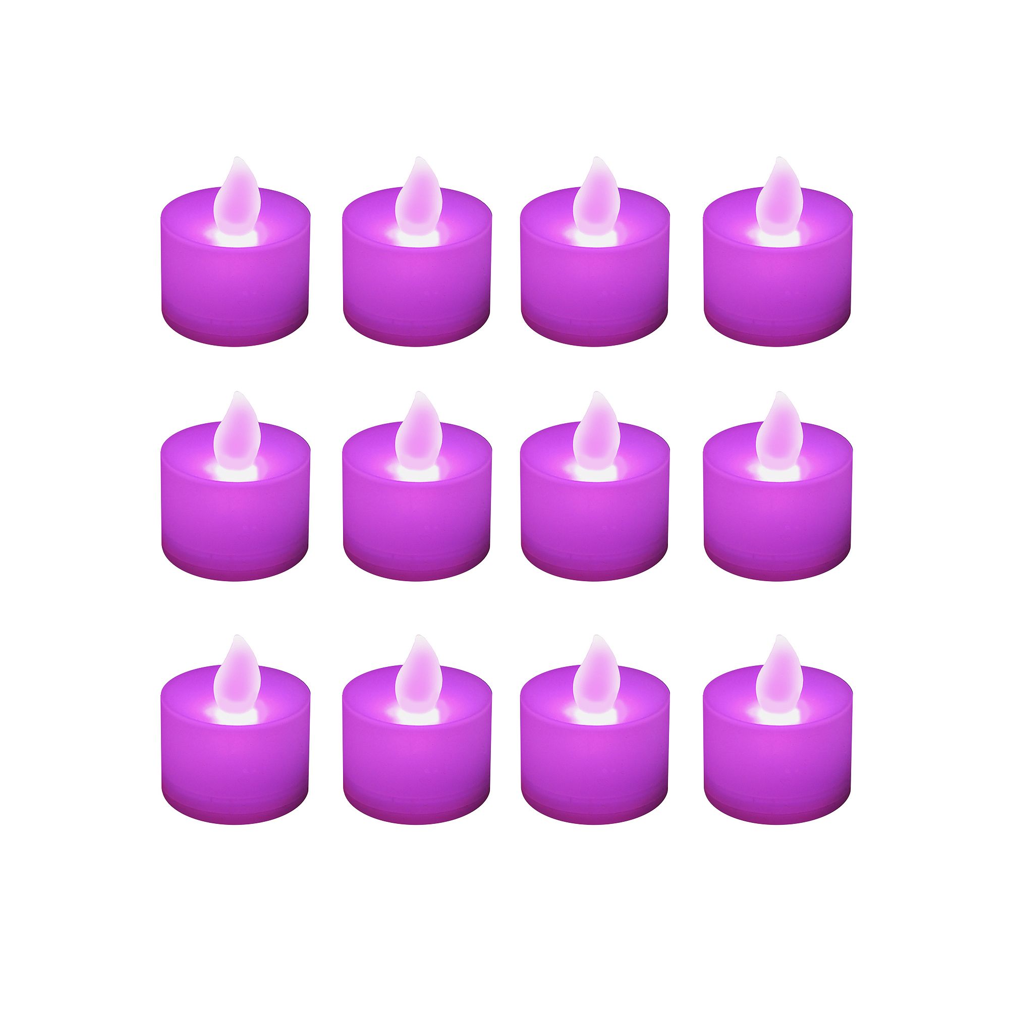 LumaBase Battery Operated Tea Light Candles - Set of 12, Purple
