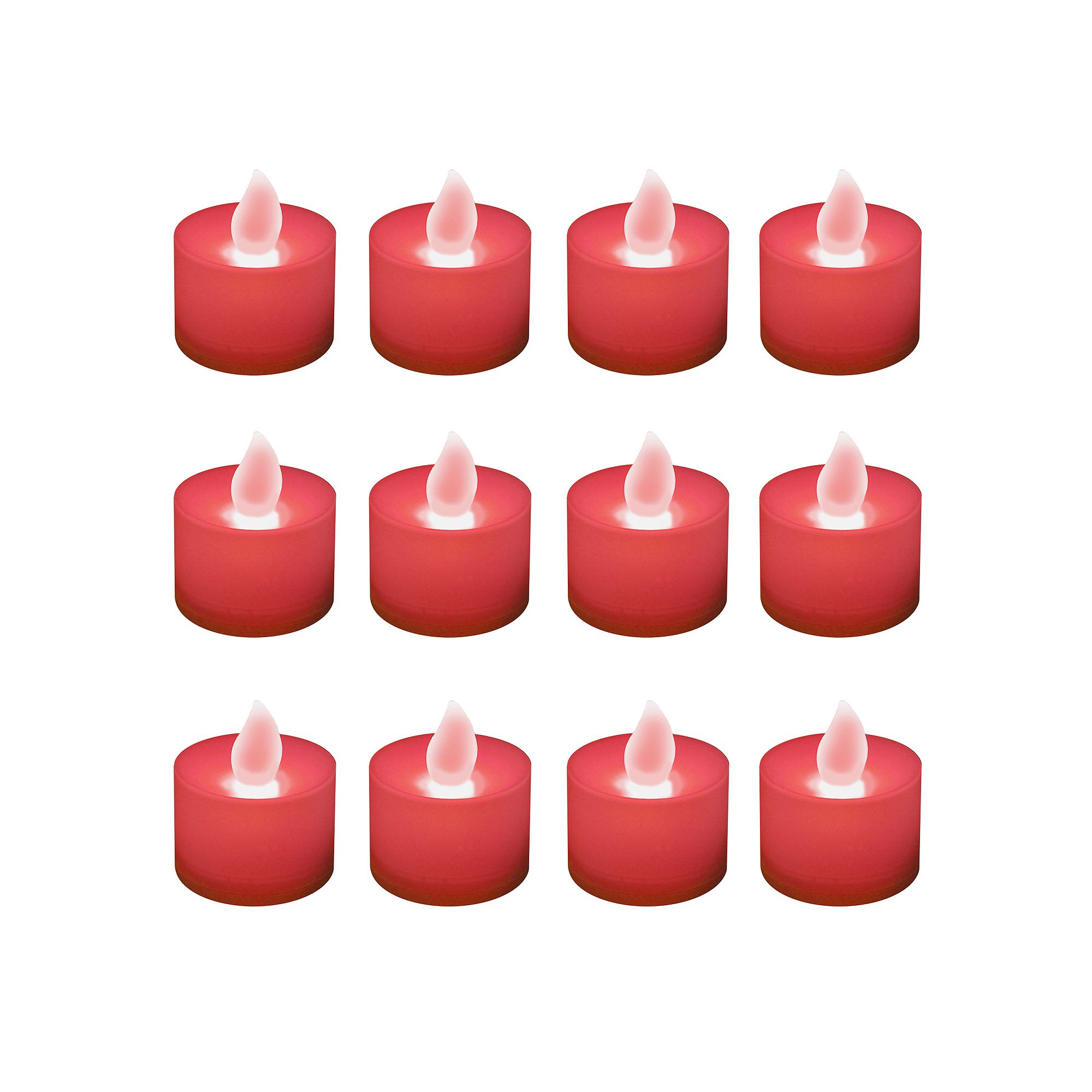 LumaBase Battery Operated Tea Light Candles - Set of 12, Red