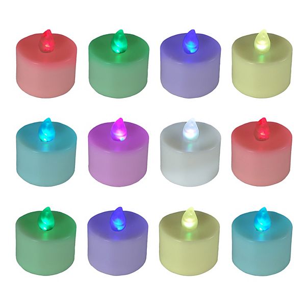 LumaBase Battery Operated Tea Light Candles, Color Changing Set of 12