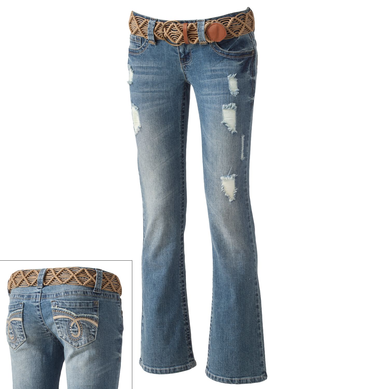 WallFlower Distressed Bootcut Jeans 