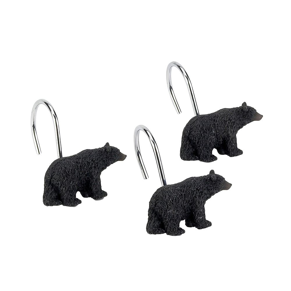 Avanti Black Bear Lodge 12 Pk Shower Curtain Hooks