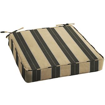Mozaic Sunbrella 20 in Striped Brown Black Outdoor Chair Cushion