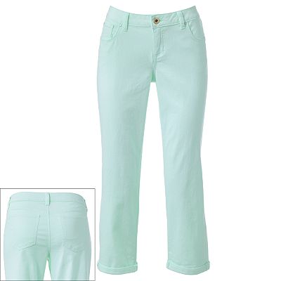 Color Cuffed Denim Capris